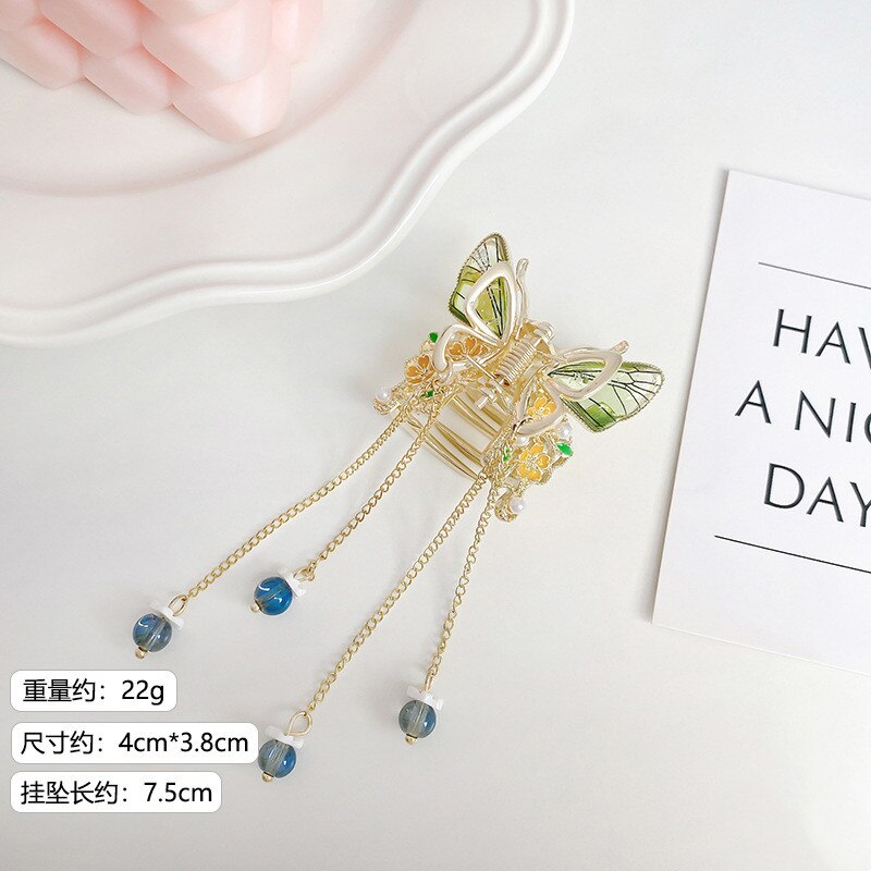 2026 New Butterfly Pearl Tassel Hairpin Korean Simple Side Clip Liu Haibian Clip Shark Hairpin Hair Accessories Women